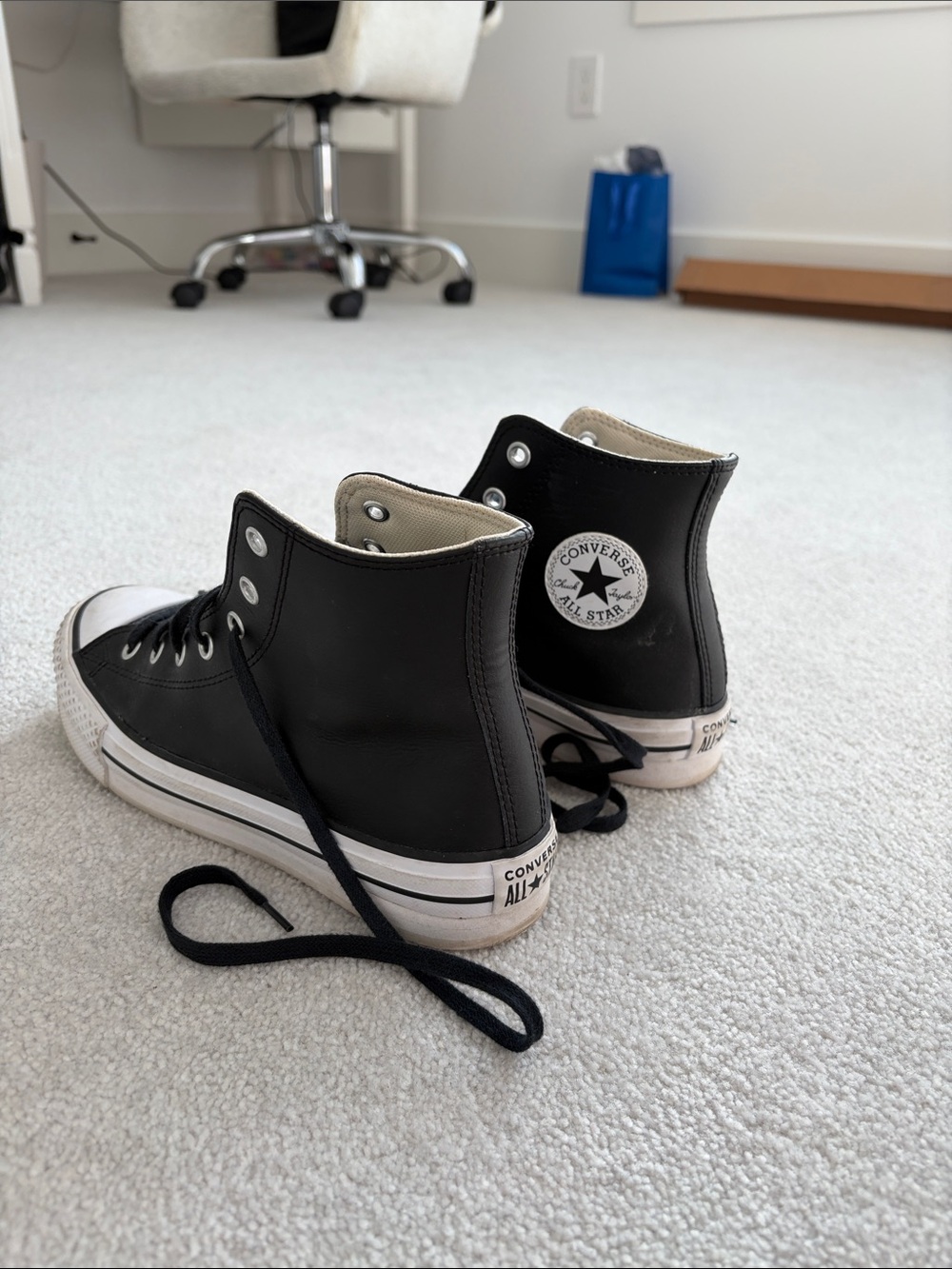 Converse Kids Black High Top Sneakers with White Toe